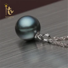 10-11 мм NYMPH черный Tahitian жемчуг кулон ожерелья ювелирные украшения 18 к белое золото Высокое качество D01