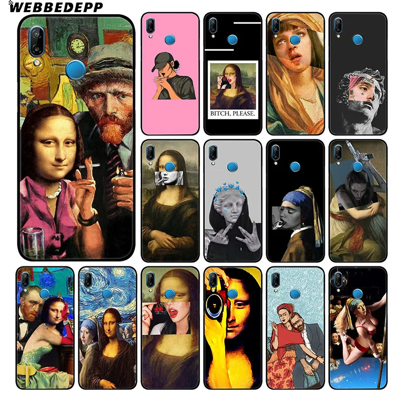 WEBBEDEPP Mona Lisa Van Gogh Soft Case For Huawei P30 P20 Pro P10 P9 Lite 2017 P Smart 2019 &amp Nova 3 3i Y9 |