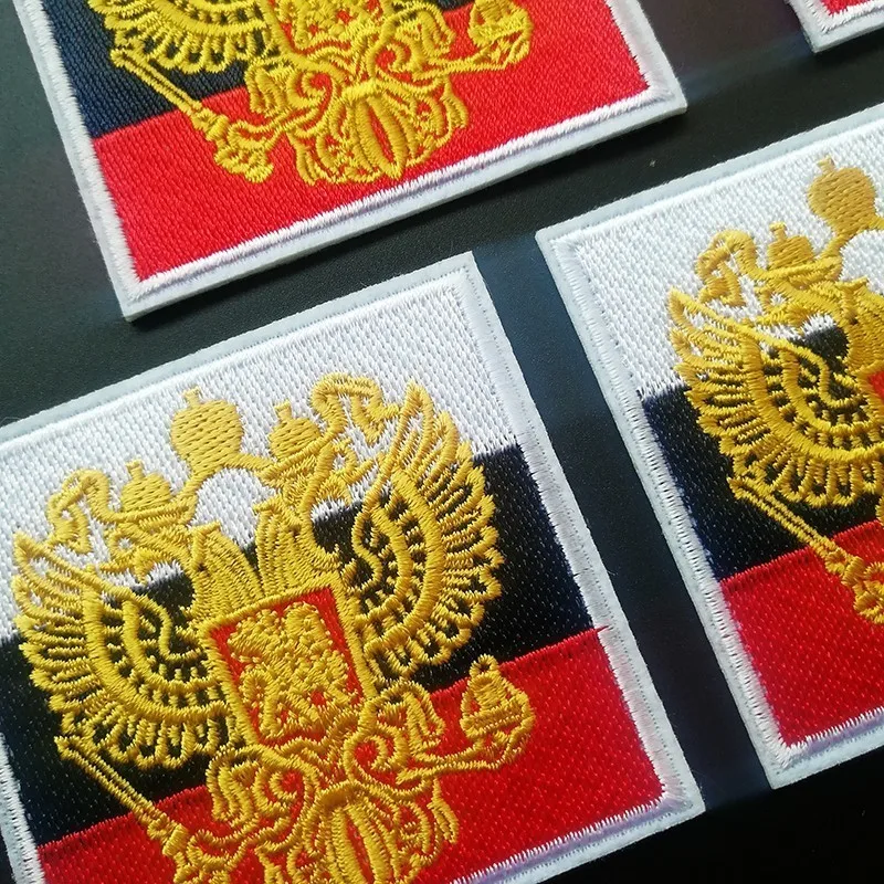 Изысканный национальный российский эмблема Флаг Патчи железные на пальто тонкой Орел сзади резиновая вышивка Костюмы аксессуары для байкеров