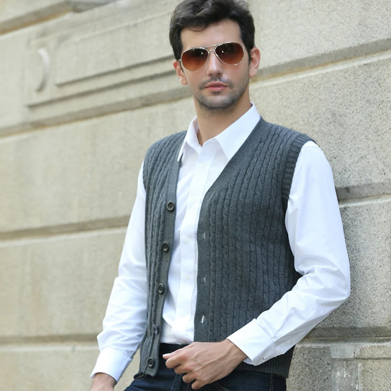 2017 font b Men b font Vest font b Sweaters b font 100 Cotton Cardigan Sleeveless