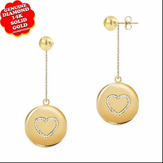 Hot Diamond Heart Disc Earrings 14k Yellow Gold 0 33 Ct Diamond Heart Disc Earrings 14k Yellow Gold 0 33 Ct Diamonds Vs1 Vs2