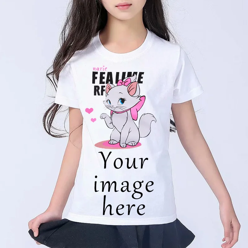 

Fashion 100% Cotton Summer Girls Boys Custom Print T-shirts Children Clothes Girl Short Sleeves White Tshirts Kids Tee Tops