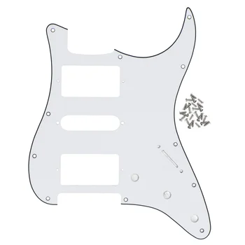 

NEW 3Ply PVC White Guitar Pickguard Start HSH 11 Hole Scratch Plate & Screws for Guitar Parts