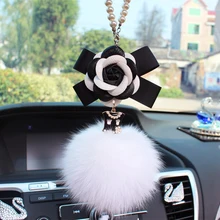 Автомобильная подвеска автомобиль аксессуары леди высокого класса автомобильные аксессуары автомобиля зеркало заднего вида креативный кулон лисий мех