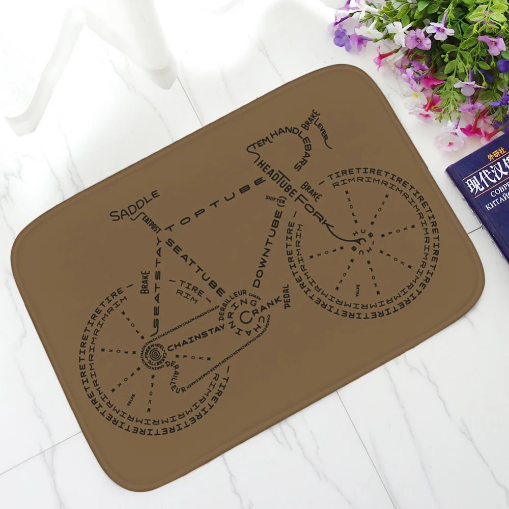 

CAMMITEVER Home Decorative Door Mat Entrance Doormat Bike Bicycle Printed Bathroom Kitchen Anti-Slip Floor Mat
