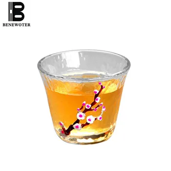 

Creative Heat Resistant Transparent Glass Tea Cup Handmade Tin Plum Blossom Kung Fu Tea Set Thicken Master Cup Teaware Drinkware