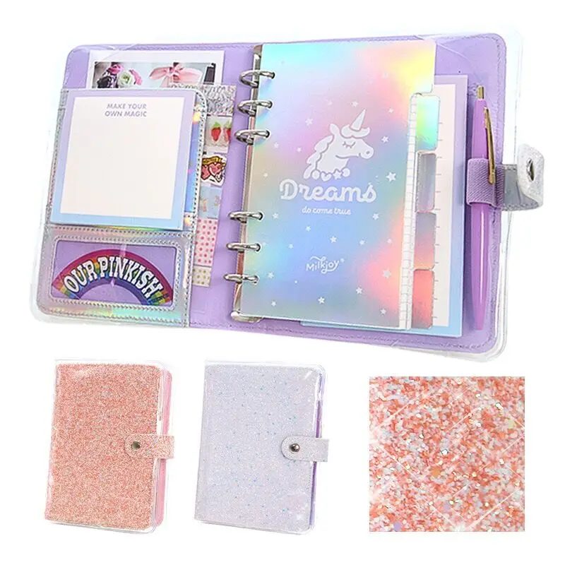 

Bentoy Shining DIY Laser Plush Bear Diary Book Student NoteBook Travel Planner Function Notepad Cover Girls Journal Card Holder