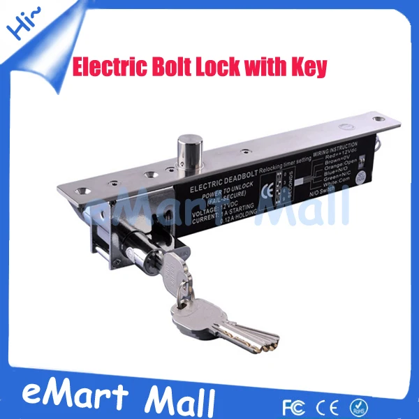 

Yli High DC 12V Fail-secure Signal Output Electric Bolt Lock with Key