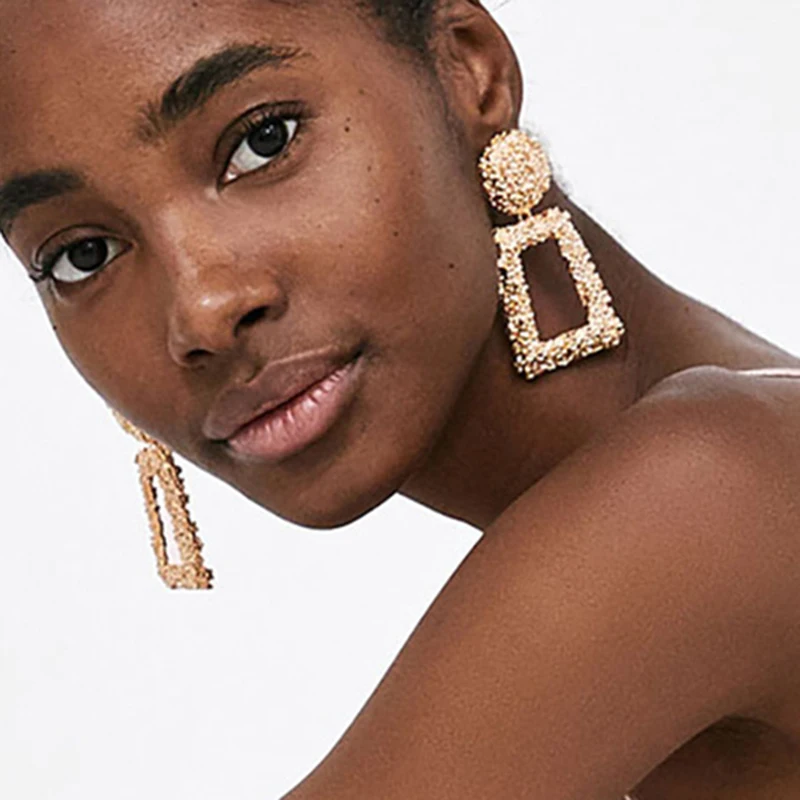 MANILAI Vintage Geometric Dangle Earrings Fashion Jewelry Women Rough Metal Drop Earring Big Alloy Statement Earings Punk 2018