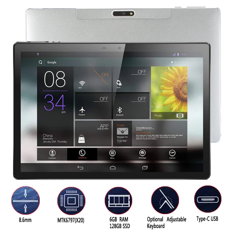 

High version 2.5D Tempered Glass 10 inch Android 8.1 Tablet PC 4G-LTE Deca Core 6GB RAM 128GB ROM 1920*1200 HD IPS Screen Wifi