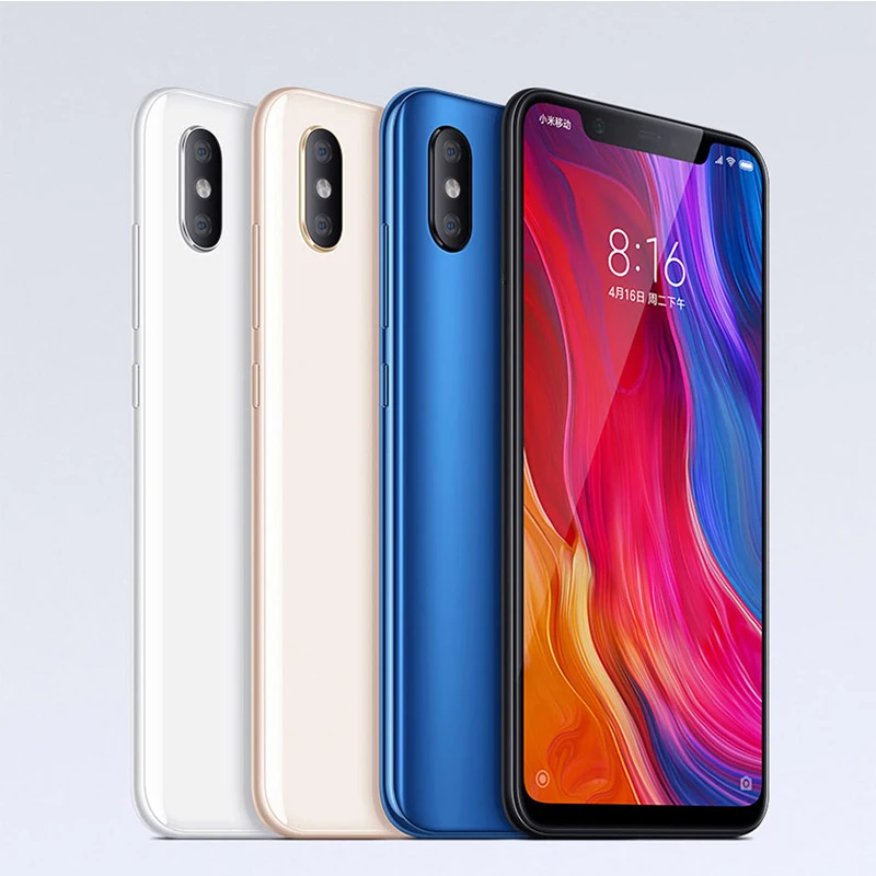 Мобильный телефон Xiaomi Mi 8 с глобальной версией, 6 ГБ, 64 ГБ, Восьмиядерный процессор Snapdragon 845, 6,21 дюйма, 18,7: 9, полноэкранная камера 20 МП, NFC