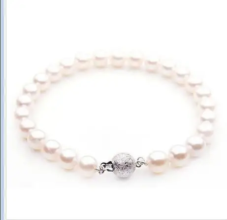 

FREE SHIPPING HOT sell new Style >>>>10-11mm natural Japanese seas white pearl bracelet 7.5-8inch