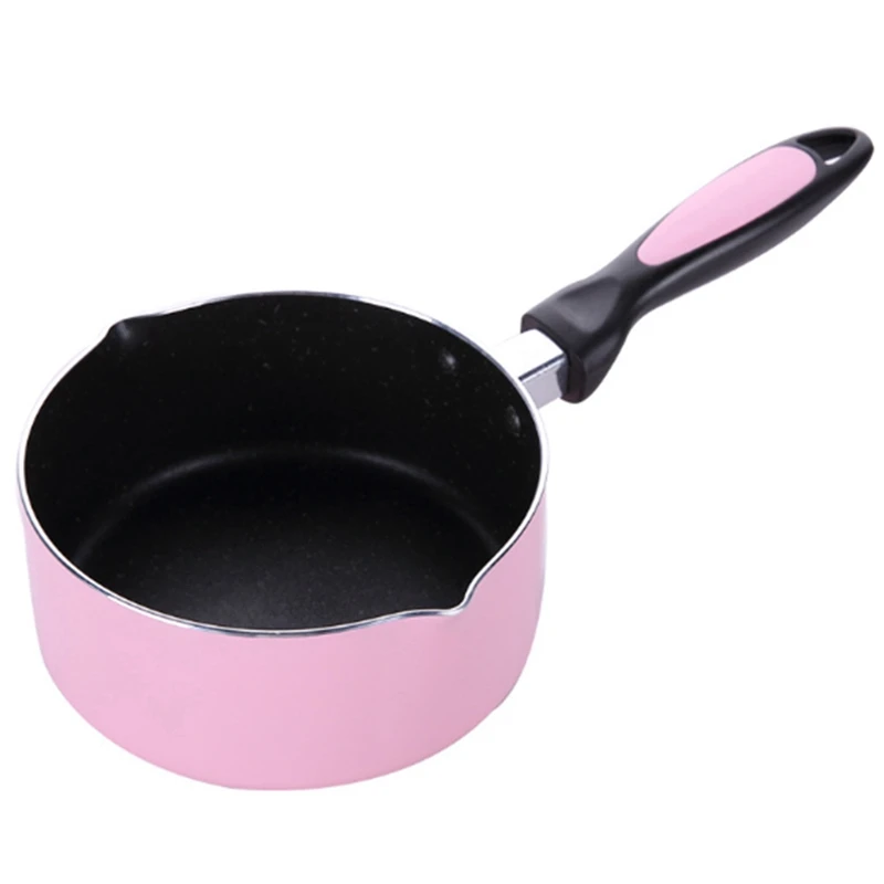 Mini Milk Pan Not-Sticky Heating Pot Portable Soup Pot Metal Flat-Bottomed Multifunction Egg Soup Noodles Kitchen Cooking Tool - Цвет: Pink