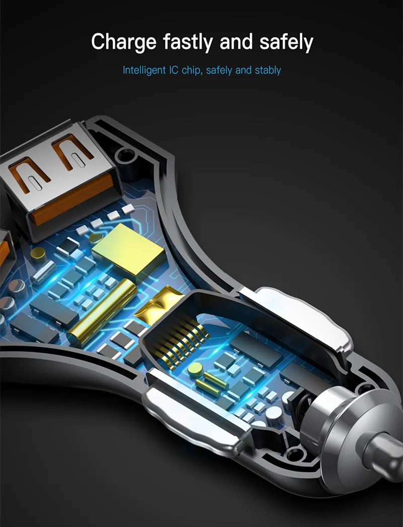 Автомобильное зарядное устройство Baseus Quick Charge 3,0 5V3A QC3.0 Turbo быстрая зарядка автомобильное зарядное устройство двойной USB Автомобильное зарядное устройство для мобильного телефона iPhone 7 X