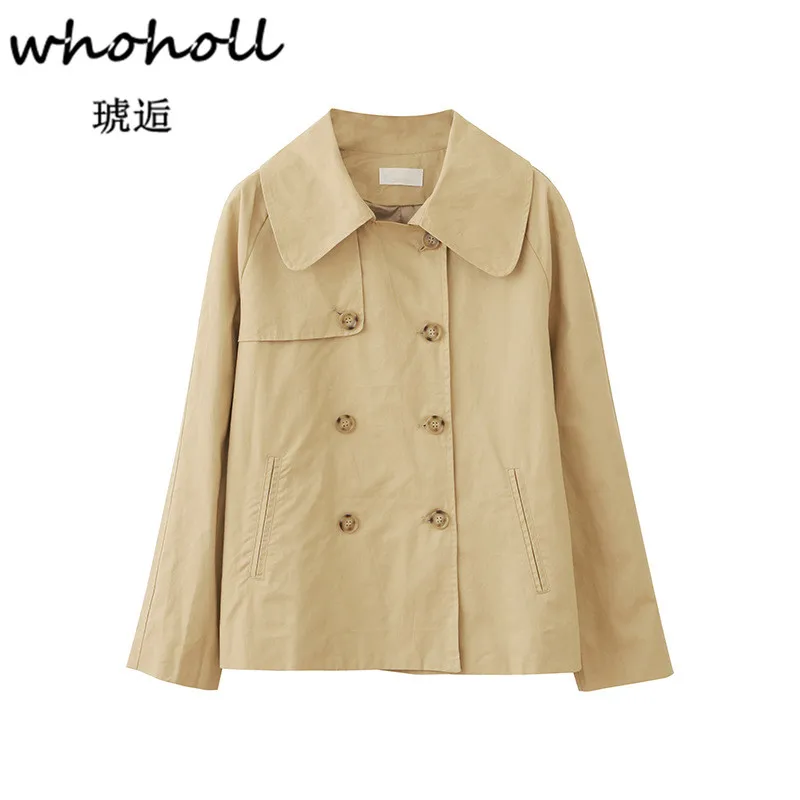 

Whoholl Ruffle Trench Coat Women Outerwear & Coats Autumn Sash Pocket Streetwear Trench 2018 Casual Pink Outwear Female Coat