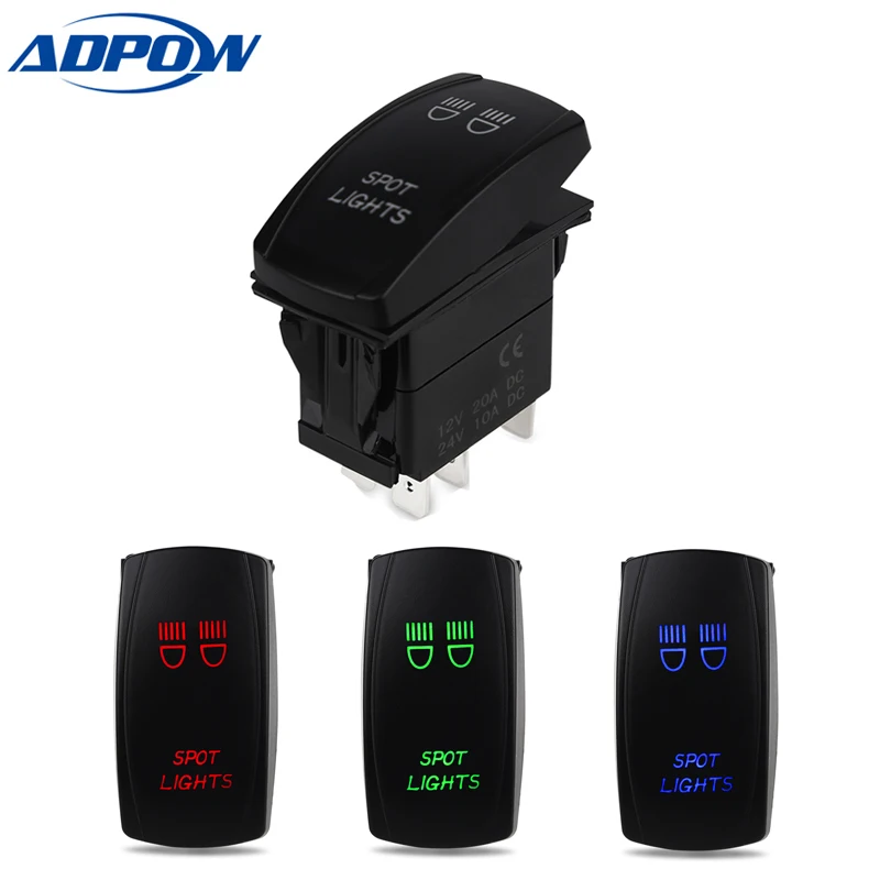 

ADPOW Car Switch Boat Truck Light Led Toggle Switch 5pin Waterproof Bar Style Car Toggle Rocker Switch 12V