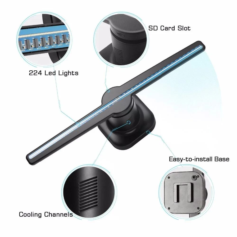 3D Holographic Projector Hologram Player Display 42cm Fan Unique Hologram Projector Promotional Advertising Black Player Machine