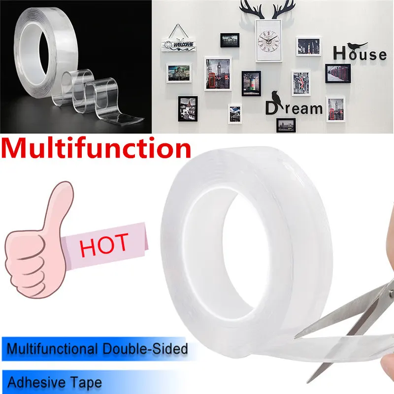 

Dropshipping 1M Multifunctional Double-Sided Traceless Washable Adhesive Tape Reusable Double Sided Adhesive Tape