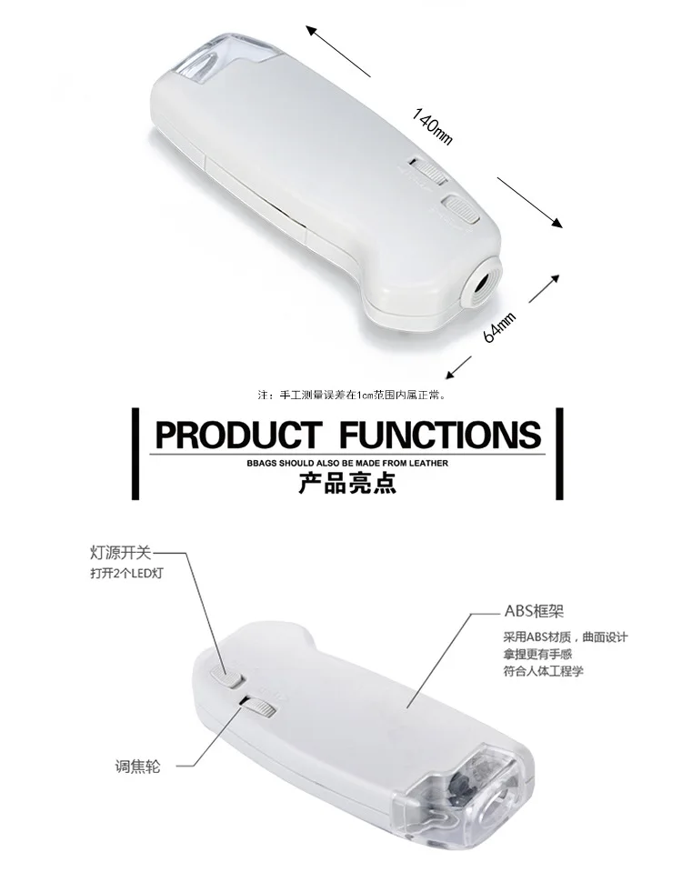Оптовая продажа 40x карманный микроскоп с подсветкой со светодио дный подсветкой и шкалой
