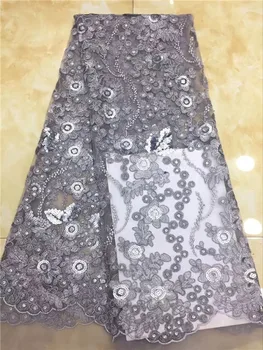 

Latest African net lace fabric embroidery French lace apparel cloth for evening dress PNZ777(5yards/lot)