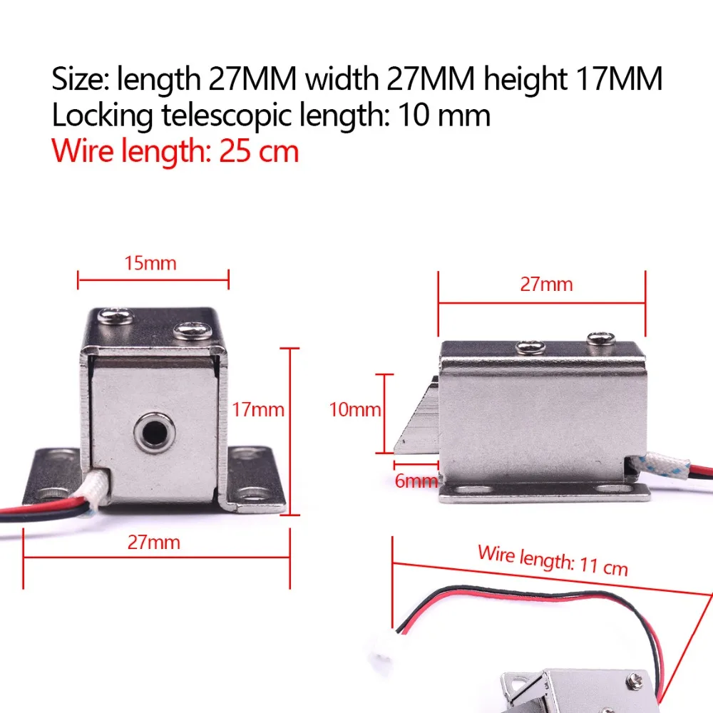 1 шт. мини электрический замок DC 12 В 0.43ма маленький электромагнитный замок двери электрический замок в сборе СОЛЕНОИДНЫЕ замки 27*29*18 мм