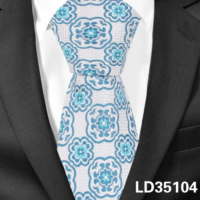 Полиэфирный жаккардовый цветочный галстук для мужчин и женщин, Модный Полосатый галстук для шеи, деловые свадебные костюмы, обтягивающие галстуки, мужские галстуки, галстуки Gravatas - Цвет: LD35104