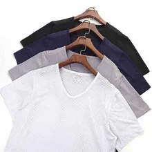 Дышащая сетчатая футболка с короткими рукавами Мужская ледяная шелковая открытая сетка быстросохнущая упражнения прохладная мужская с короткими рукавами тонкая секция