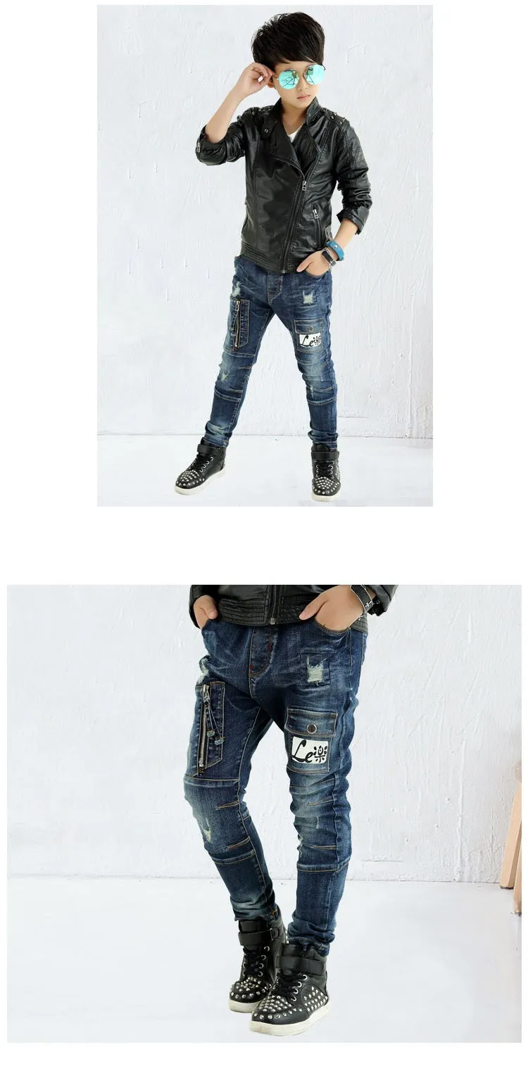 fashion 2017 spring autumn kids letter jeans boys pants kid clothes mid elastic waist children denim pant clothing for teenagers bottom clothees 6 7 8 9 10 11 12 13 14 15 16 years old (8)