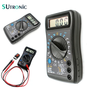 

DT820B Mini Digital Multimeter with Overload protection Voltmeter Ampere Ohm Tester Probe DC AC LCD Black Color Free shipping