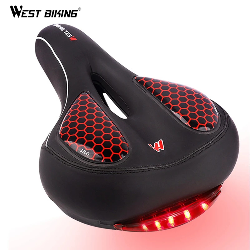 WEST BIKING Bike Gel Saddle Seat PU Leather Silica Cushion Bicycle