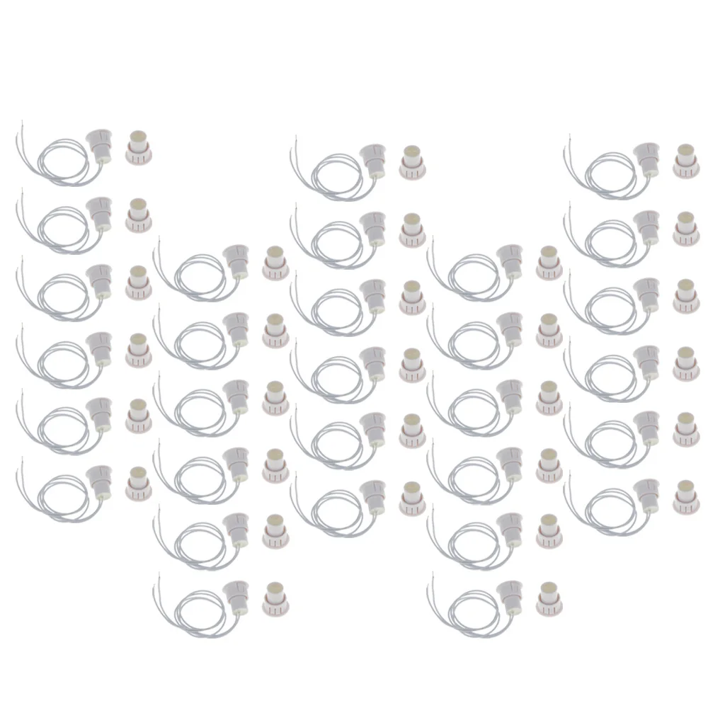 30-Pack Recessed Magnetic Door Window Contacts Alarm Siren Reed Switch White