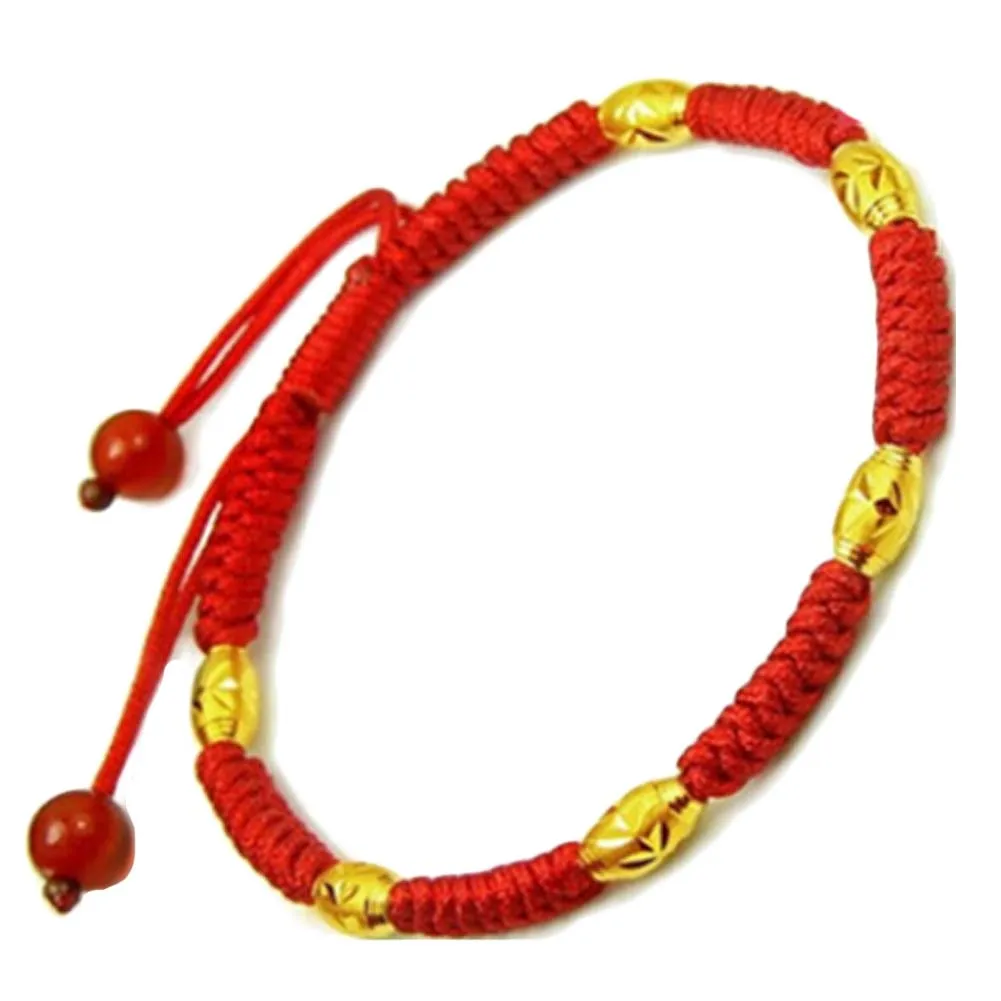 Buy Lucky Red Rope Bracelet Bangle Gold Color Beads