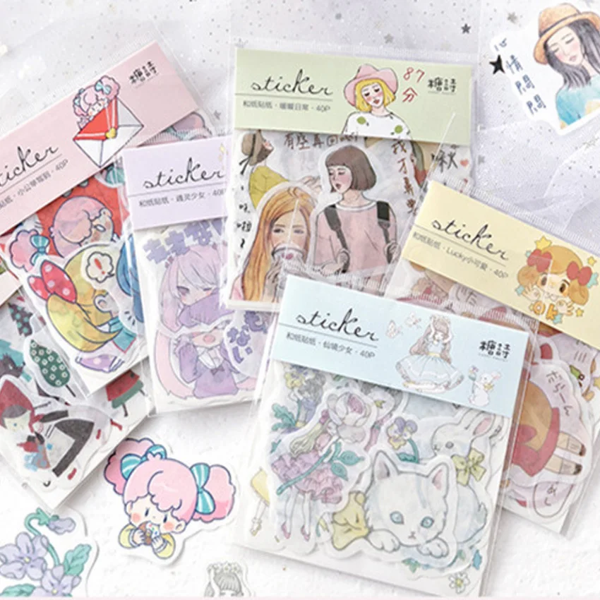 

40pcs/lot Kawaii 1903 Girl Series Paper Sticker Decoration Diy Ablum Scrapbooking Label Stickers Gift