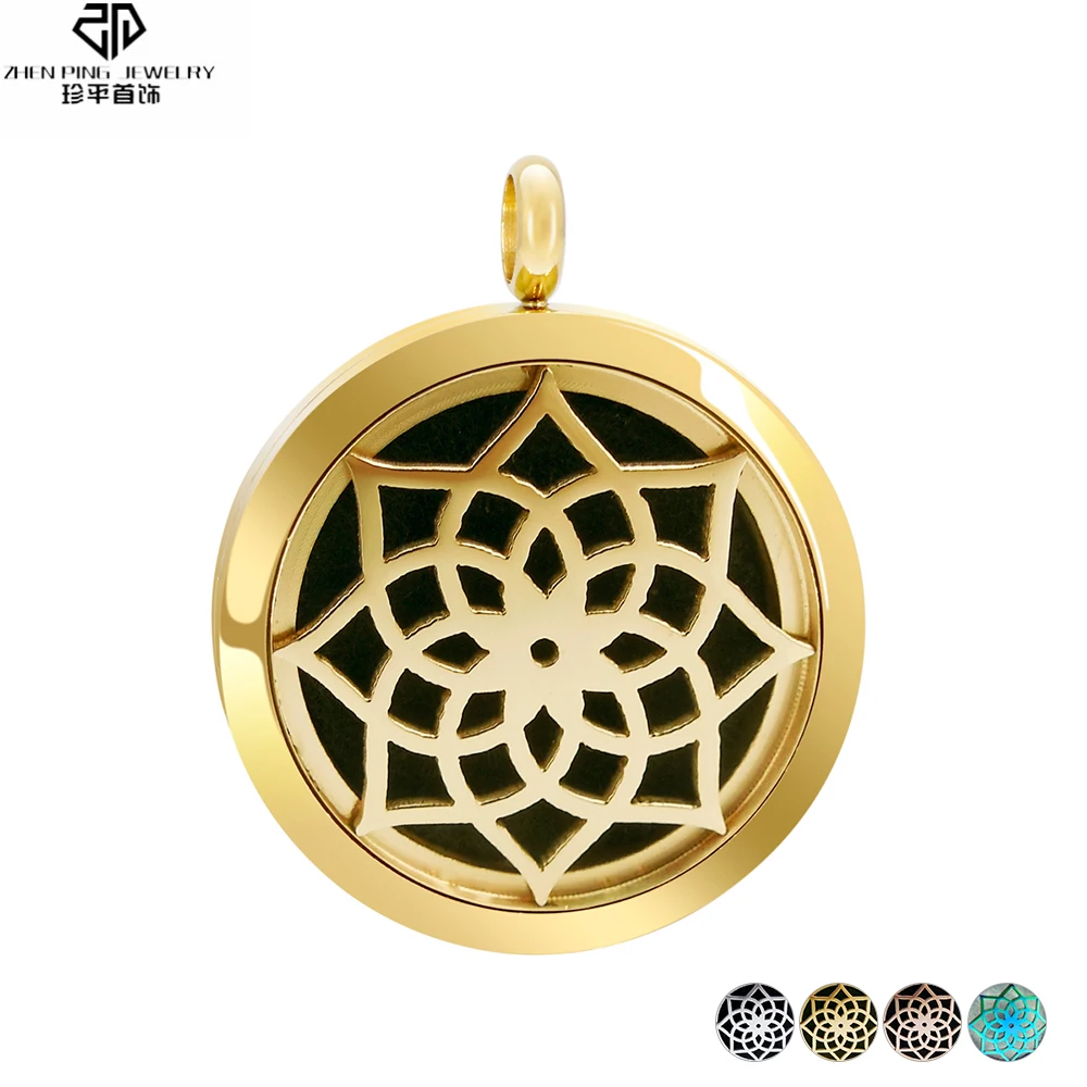

Geometric Flower Perfume Diffuser Necklace Stainless Steel Magnetic Locket Pendant Aromatherapy Diffuser Essential Oil Locket