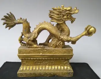 

Fine brass copper carved Longfeng statue