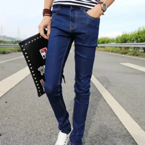 Мужские осенние джинсы с карманами на молнии, узкие брюки средней талии, повседневные мужские брюки TS95
