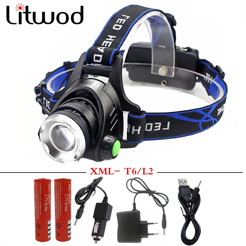 Koop 5000 lumen led koplamp xml t6 xm l2 Koplampen Lantaarn 4 mode waterdicht torch hoofd 18650 Oplaadbare Batterij Nieuwste