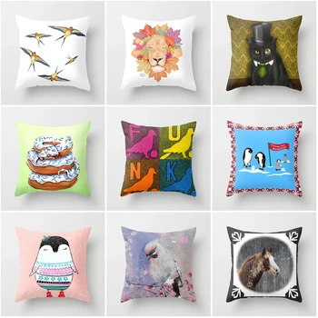 

New Fashion Lovely Animals Pillow Case 45*45 Print Pillow Cases Polyester Sofa Car Cushion Cover Home Wholesale Dropshipping