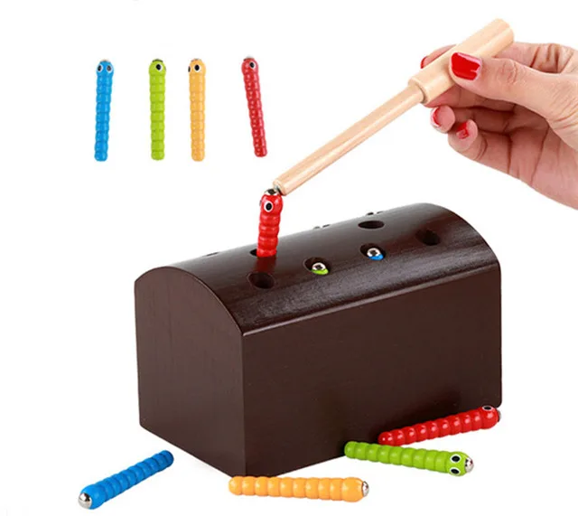 [Топ] Деревянный поймать гусеницы Игрушки для маленьких детей дошкольное образование обучения родитель-ребенок Интерактивная игрушка