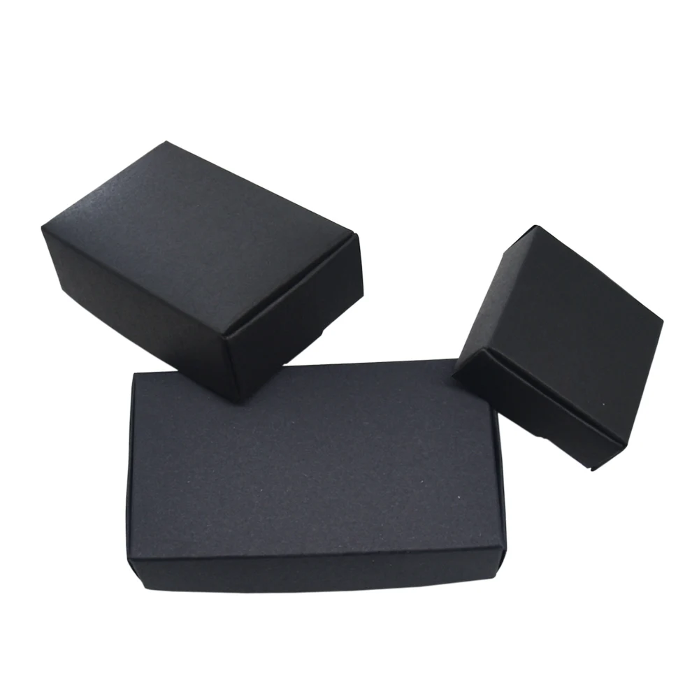 

50 Pieces Black Kraft Paper Christmas Gift Packaging Boxes Cardboard Packing Box for DIY Craft Jewelry Handmade Soap Package Box
