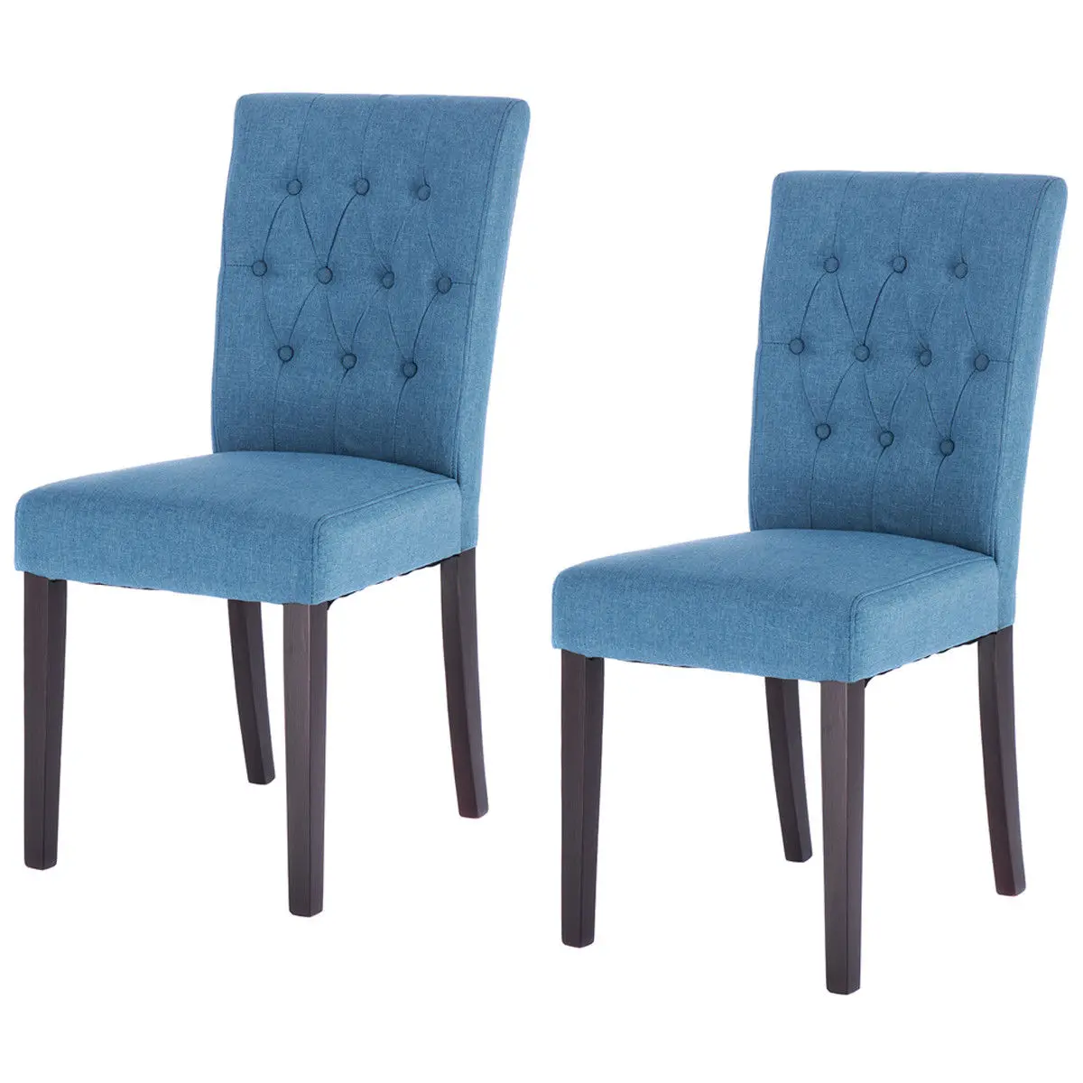 

Giantex Set of 2pcs Modern Fabric Dining Chair Armless Accent Tufted Upholstered with Solid Wood Legs Home Furniture HW52778BL