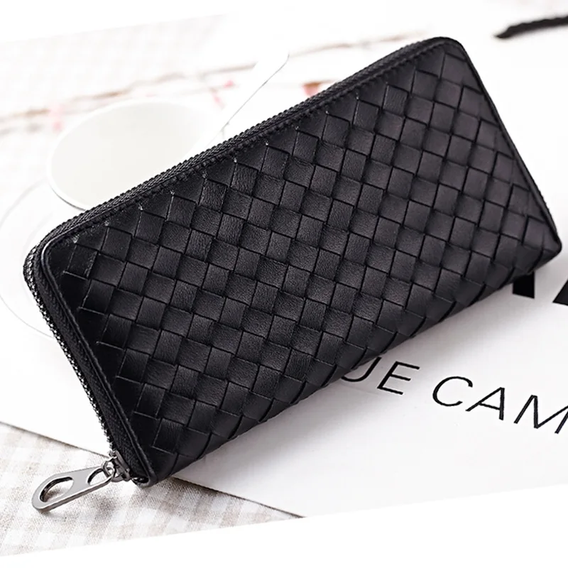 Женский кошелек из овчины на молнии натуральной кожи|woven wallet|wallets for womenf wallet |