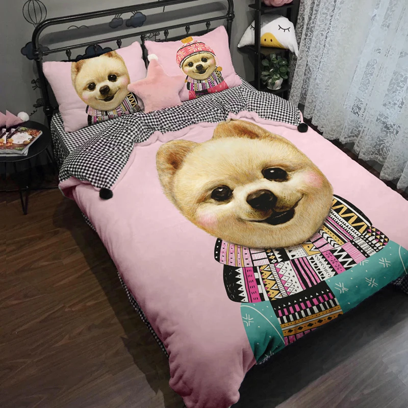 

Winter Flannel Cartoon 3D Printing Corgi Rabbit Panda Child Bedding Set Fleece Fabric Duvet Cover Bed sheet/Linen Pillowcases