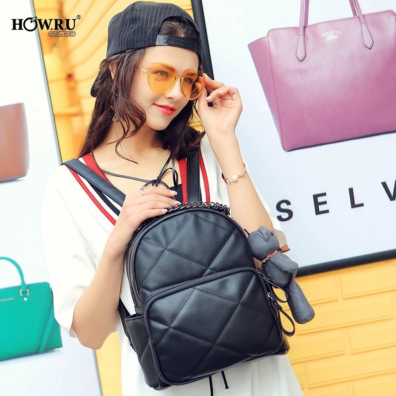 

Ladies shoulder bag 2018 summer new bear pendant backpack college ladies shoulder bag fashion ling ge women's bag