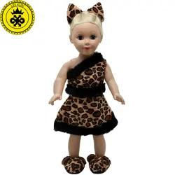 Девочка Кукла Одежда уши и хвост Тигр Леопард наборы Кукла Одежда с обувью Бесплатная дюймов для 16-18 дюймов куклы 3 цвета MG-262