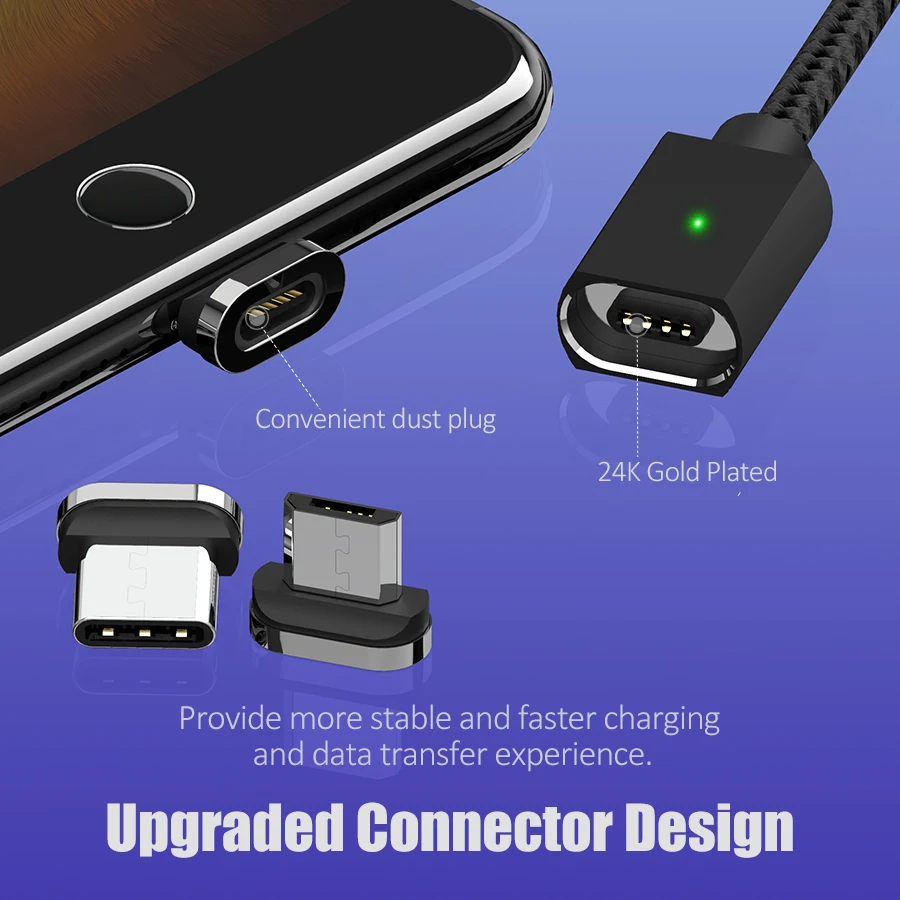 السرعوف المصغّر USB كابل مغناطيسي USB نوع C كابلات شحن الهاتف المحمول نوع-C USB-C كابل ل فون هواوي سامسونج Xiaomi 3A