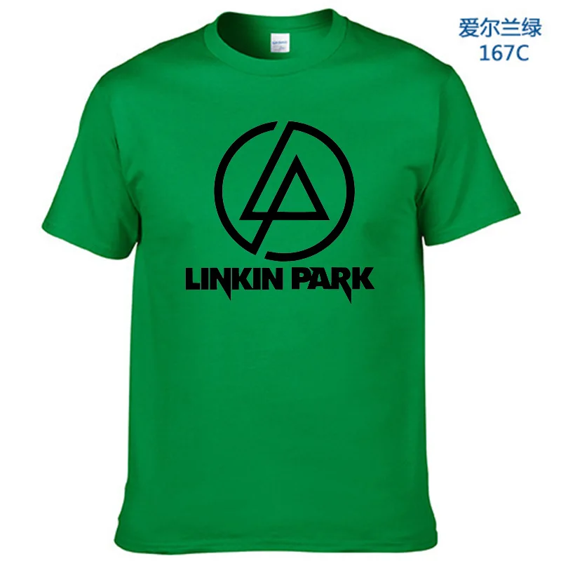 Летняя модная мужская футболка Lincoln LINKIN Park, хлопковая брендовая одежда Linkin, короткие топы, футболки - Цвет: Green-B