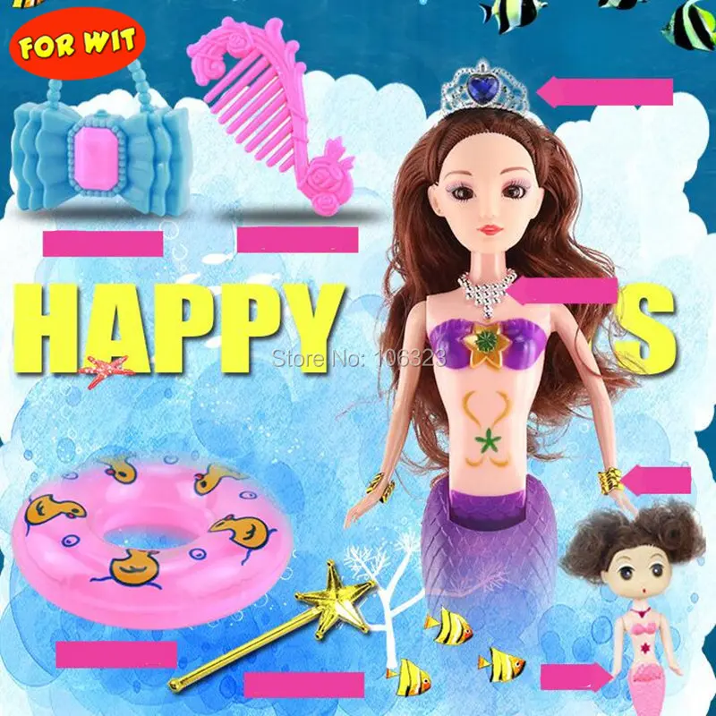 

Big Set Mermaid Dolls with Accessories, Princess Mermaids Tail Change Color in Water, Color-Changable Toys, Girl Beautiful Gift