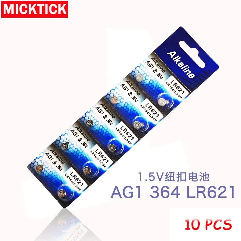 

new 10pcs AG1 1.55V Li-ion Button Cell Coin Watch Batteries LR621 364A SR621W LR60 for Toys Remote Camera Mercury Free