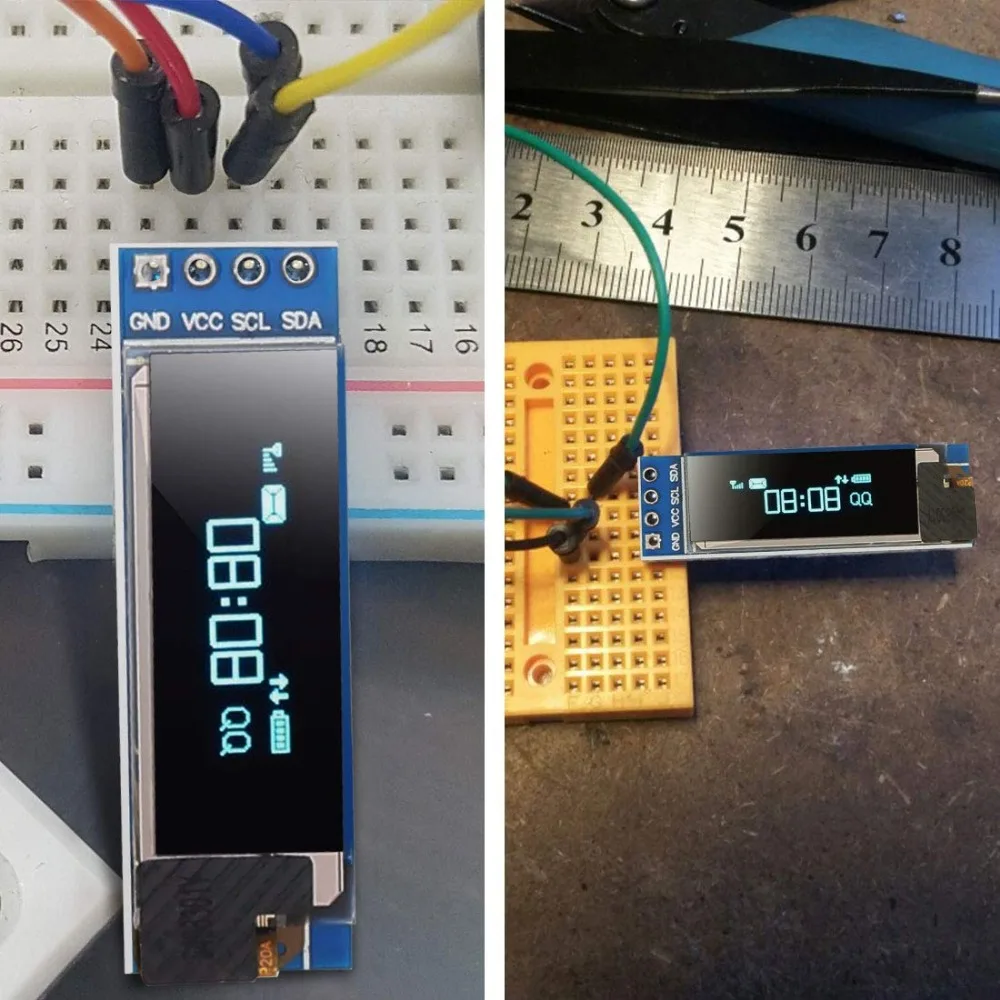 ЖК дисплей 0 91 дюйма 128x32 IIC I2C синий OLED DIY модуль SSD1306 Драйвер IC DC 3 В 5 для комплекта